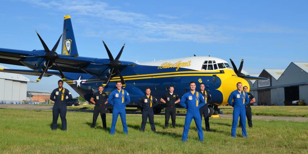 Blue Angels’ new C-130J flies away home