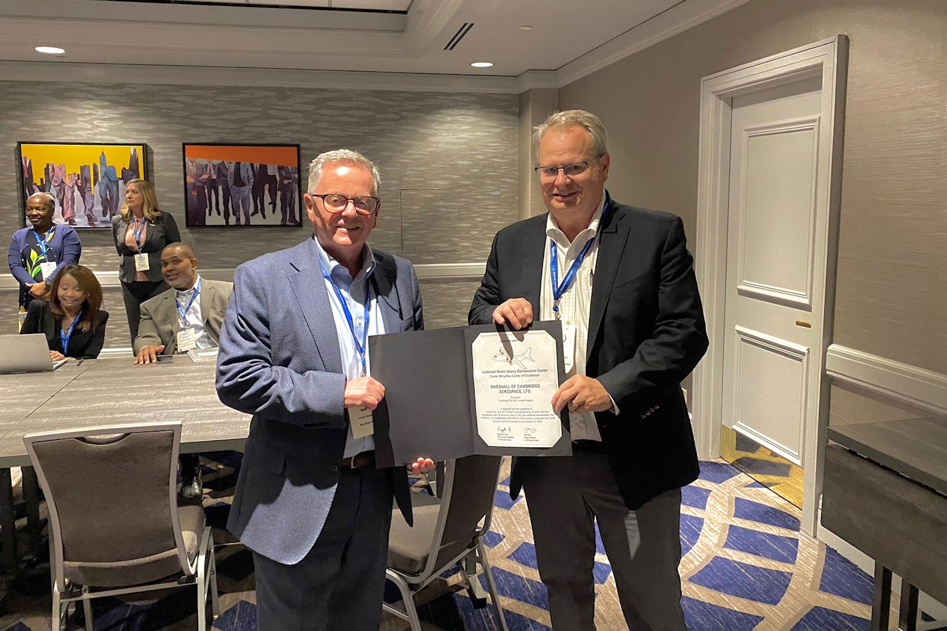 Bob Baxter, Chief Growth Officer at Marshall and Mark Jarvis, Director of International Programs (Europe, Americas, Pacific Rim), Lockheed Martin Air Mobility & Maritime Missions, at the 2024 Hercules Orion Conference.